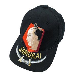 Japanesque Samurai Embroidered Baseball Hat Cap Japanese Culture Swords Black
